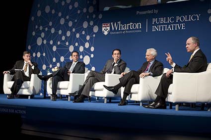 Prof. Joseph Gyourko; Jeff Blau, WG’92; Jon Gray, C’92, W’92; Jim Millstein; Richard A. Smith (left to right)