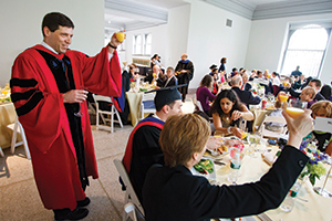 Eric Bradlow, the K.P. Chao Professor and vice dean of the Wharton Doctoral Programs, toasts the newest class of Wharton Ph.D.s. Photo credit: Tommy Leonardi