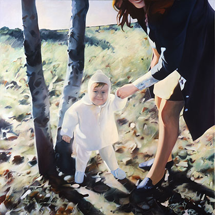 Mother and Child, Richard Hamilton,1984-85, Oil on canvas, 59 × 59 inches (149.9 × 149.9 cm), promised gift of Keith L. and Katherine Sachs, Philadelphia Museum of Art