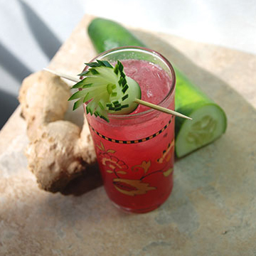 One of Jeff's concoctions: "Love and Happiness," which includes blueberry, cucumber, ginger, lime juice, cinnamon-infused agave and gin.