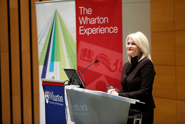 Sharen Turney, President and CEO of Victoria’s Secret, served as a Wharton Leadership Lecture speaker on campus on Oct. 21, 2014.