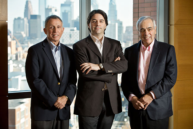 Professors Michael Useem. Erwann O. Michel-Kerjan and Howard Kunreuther (left to right). Photo credit: Tommy Leonardi.