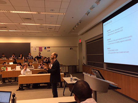 David Klein, co-founder of CommonBond, during his recent leadership talk in Wharton's Huntsman Hall